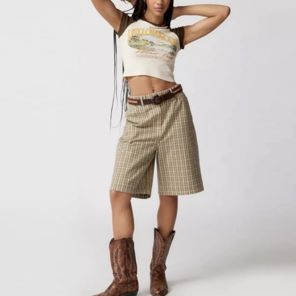 Urban Outfitters Plaid Tan Women's Shorts